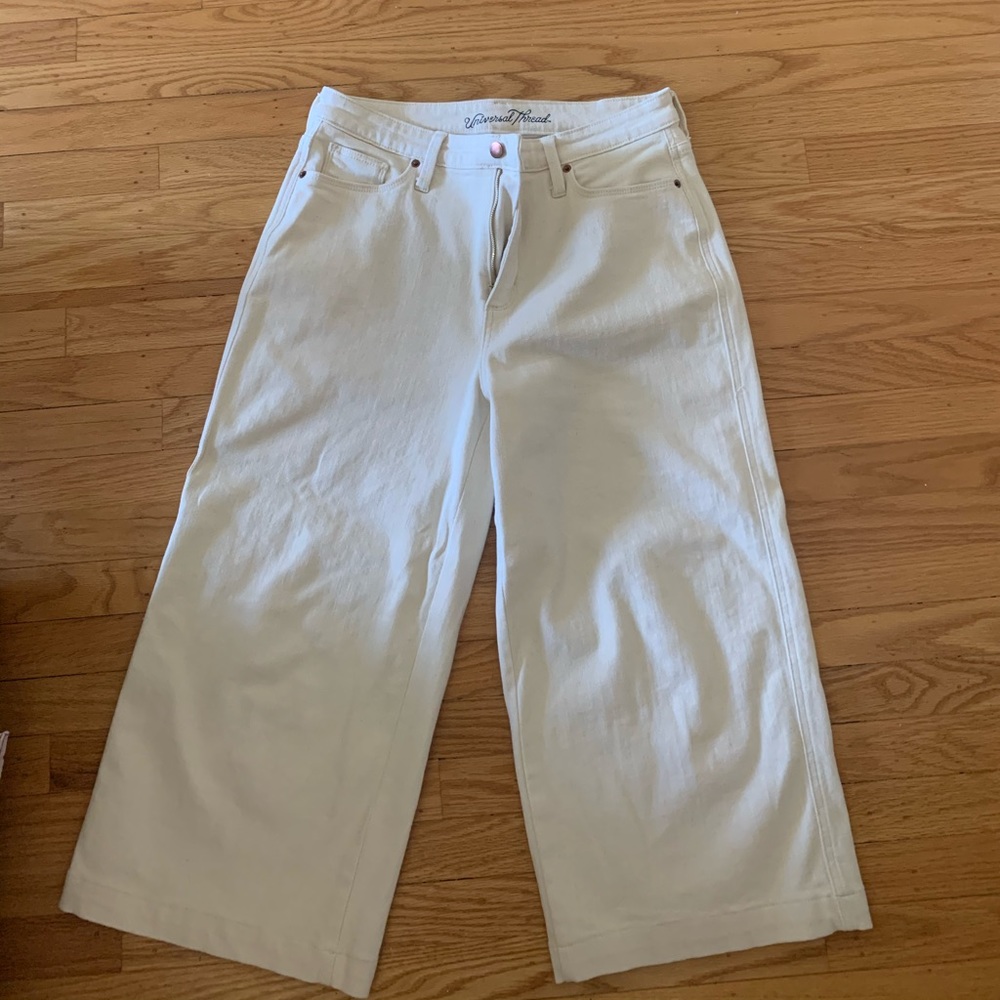 Wide leg cream pants